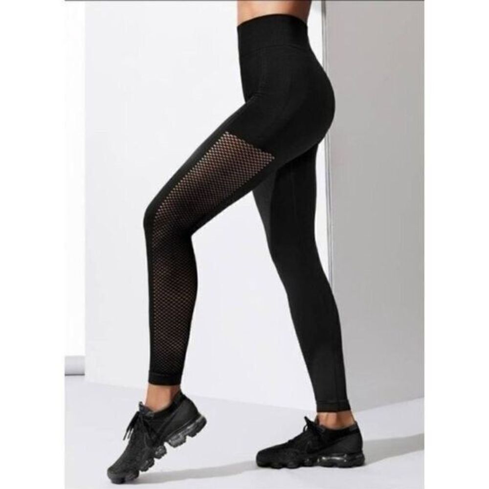 Carbon38 Black Seamless Mesh Side Athletic Leggings XS/S